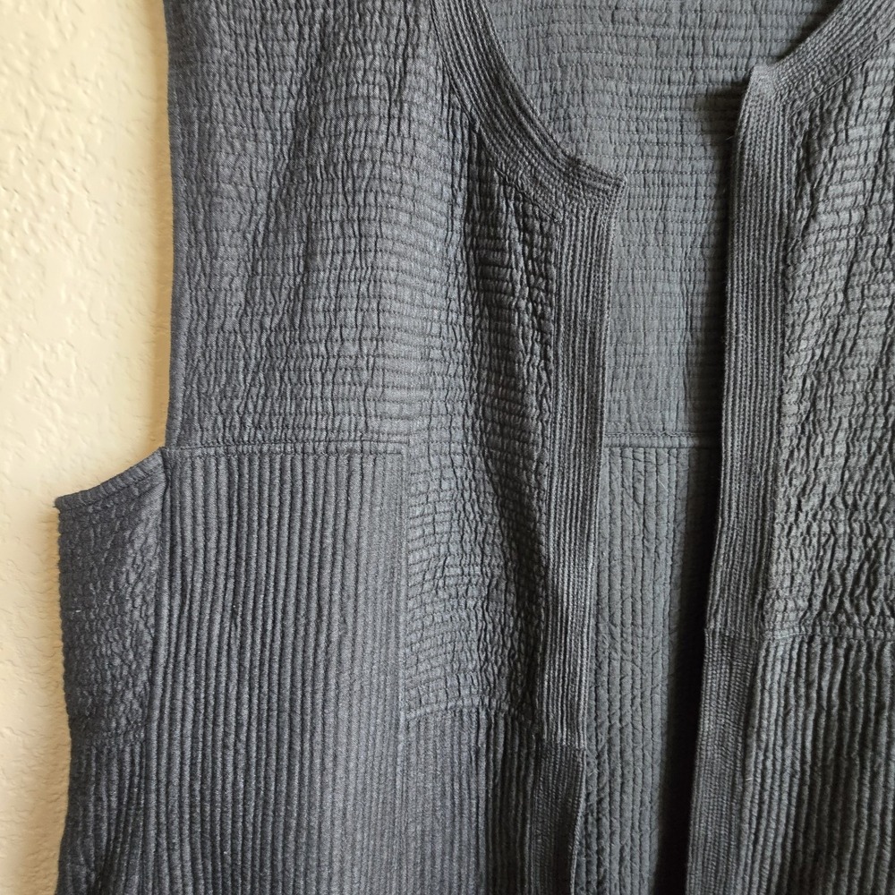 Duster Long Vest Lagenlook  M Ribbed Side Pockets/Side Slits, Lightweight Read - Picture 4 of 10